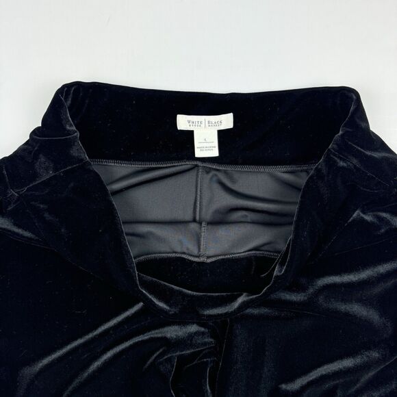 WHBM Velvet Wide Leg Women's Black Velour Pull On Stretch Mid Rise Pants Large - Picture 7 of 16